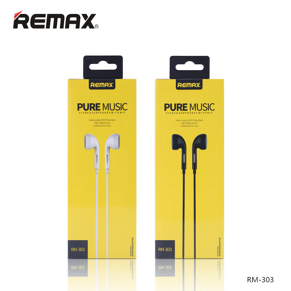 REMAX RM-303 3.5MM EARPHONE PURE MUSIC BLACK